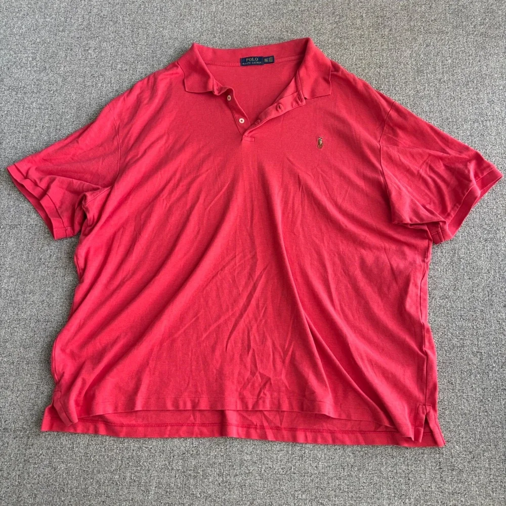 Polo Ralph Lauren Polo Shirt Mens 3XLT Classic Fit Red Short Sleeve Flesh Pony